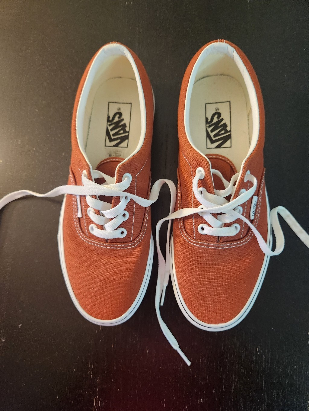 Vans Low Top Canvas Sneakers In Rust Orange And White. Women-7.5 Men-6